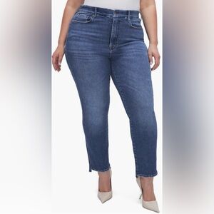 NWT Good American Plus Sz 30 Good Classic Raw Step Hem Straight Leg Jeans